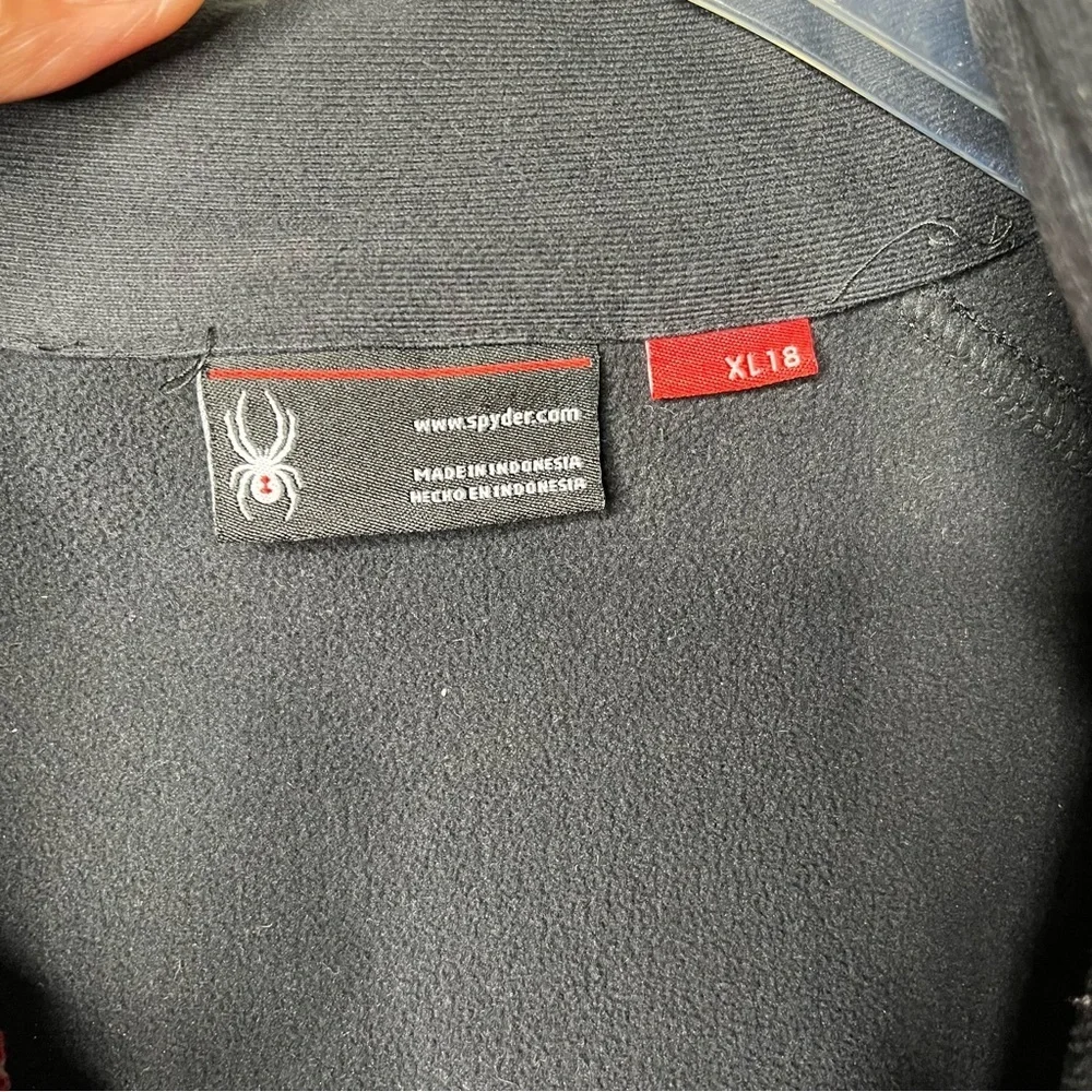 Spyder Youth Red Zip Front Mock Neck Ribbed Sweater Emblem on Front SZ XL